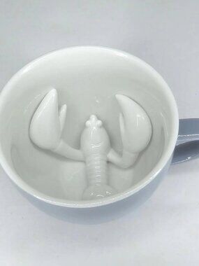 Creature Cups 3D Lobster Coffee Mug Gray 11 oz Ceramic Nautical Ocean Cup